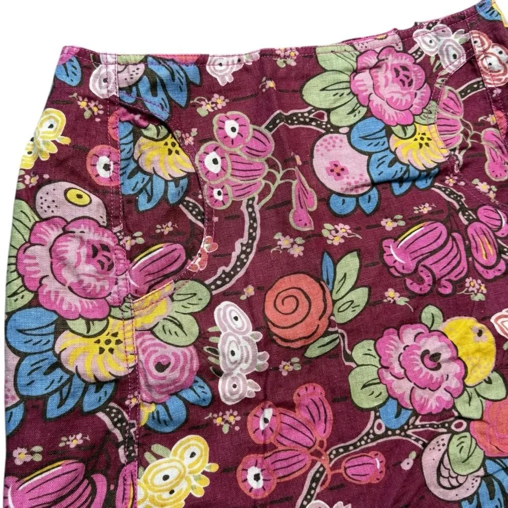 |VTG| CYNTHIA STEFFE Linen Multicolor Floral Mini Skirt